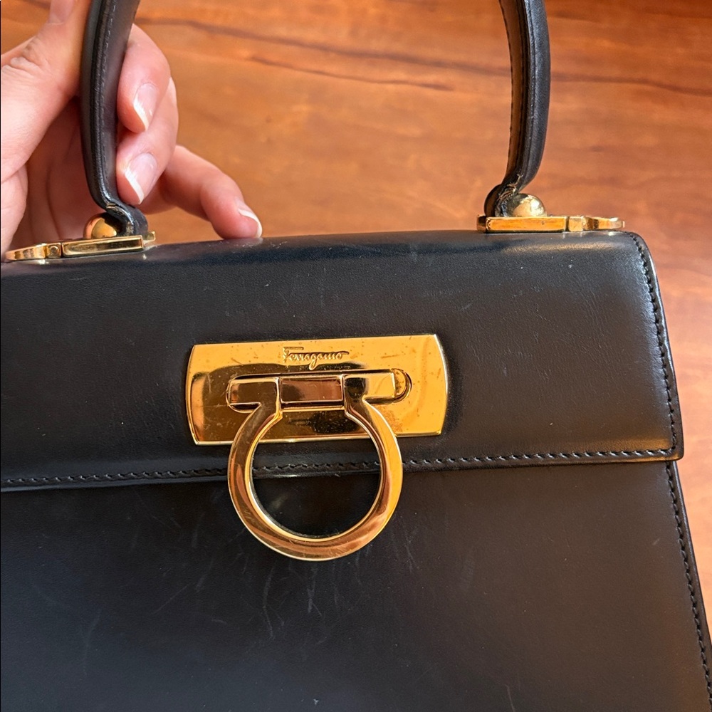 Salvatore Ferragamo black top handle gancini purse - Picture 6 of 14